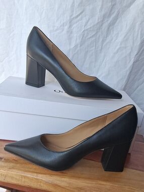 Quince Italian Leather 65mm Block Heel Pump Black 5.5